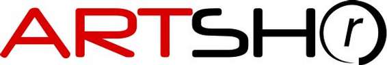 Logo with red letters ART and black letters SHO and a circled r