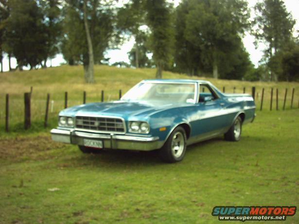 1973 Ford Ranchero parked on grass, front quarter view