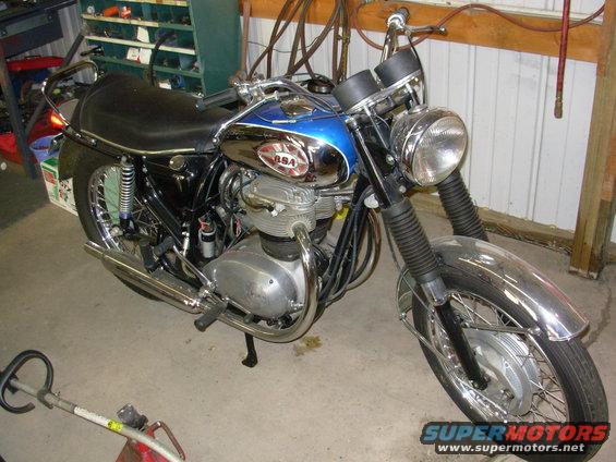Blue and chrome BSA motorcycle with BSA logo on fuel tank
