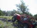 1996 Ford Bronco - A red Jeep Wrangler navigates a steep, rocky incline surrounded by greenery and wildflowers.