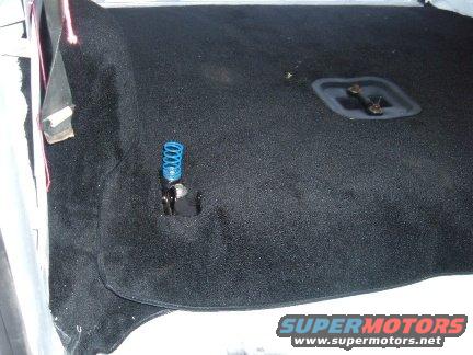 Interior carpet with blue spring and metal latch