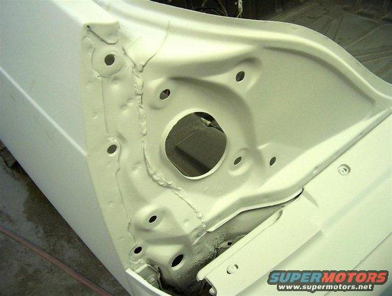 Left quarter pannel sandblasted, then on primer