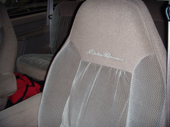 1992 Ford Bronco Eddie Bauer interior with embroidered seat
