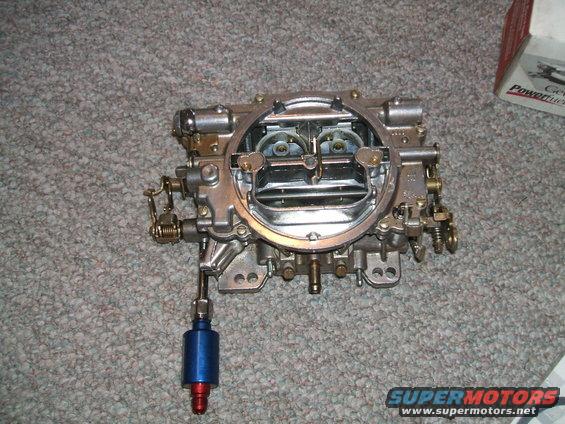 Holley carburetor with blue fuel filter