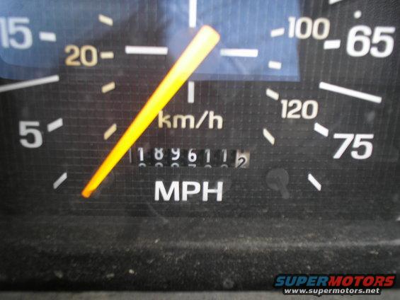 Dashboard speedometer gauge with yellow needle pointing to 15, odometer shows 189611.2