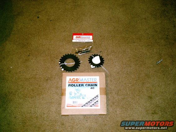 AGRMASTER roller chain and sprockets on carpet