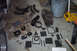 1968 Ford Mustang - Various disassembled components of a vehicle's heating system are spread across the concrete floor.