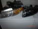1997 Dodge Grand Caravan - Pair of aftermarket headlights, one clear and amber, the other blacked out.
