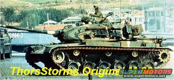 Military tank with two soldiers on top, moving on a wet surface. Text overlay reads 'ThorsStorms Origin' and 'SUPER MOTORS'