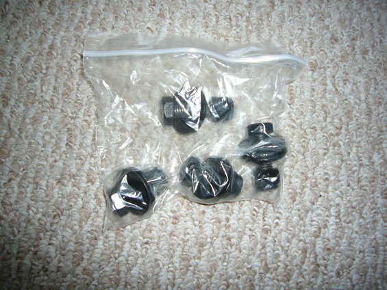 Bag of black lug nuts on carpet