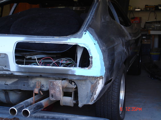 First coat of regular filler after a partial build up of fiberglas reinforced filler was applied.
View 1