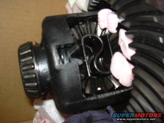 Differential carrier with internal gears and a large ring gear visible
