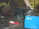 1996 Ford Bronco - Welding equipment and tools are staged inside a 1996 Ford Bronco during a floor repair project.