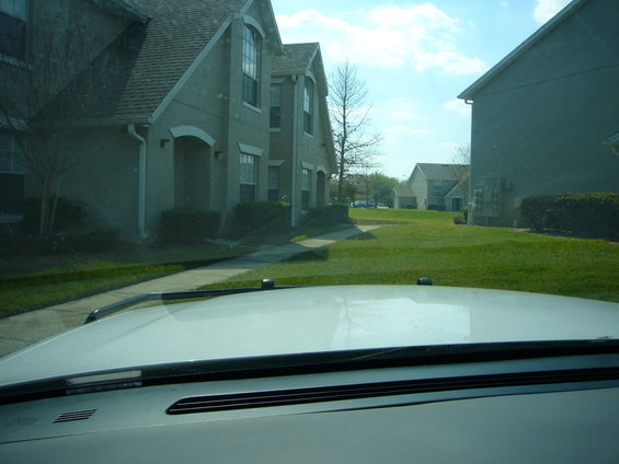 White car hood with black trim and windshield wipers, viewed from inside the vehicle