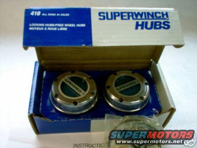 Superwinch locking hubs in original packaging with instructions
