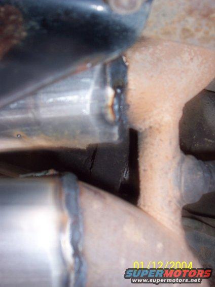 Close-up of welded exhaust pipe section