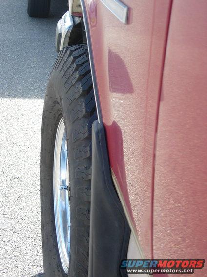 Front wheel clearance,   Splash guard going ,  New backspacing allows full wheel turn without rubbing.   But, now tire hits guard