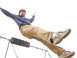 1995 GMC Sierra 2500 - A person is captured in motion while swinging on a swing set.
