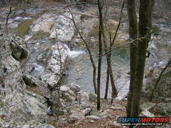 Rocky riverbed with trees and water