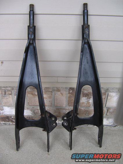 Pair of black control arms with threaded ends and mounting brackets