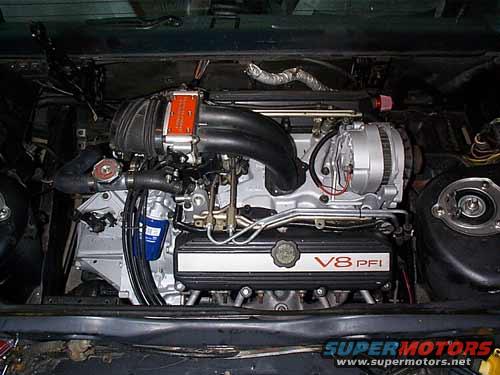 4.9enginefiero.jpg 4.9 liter Cadillac PFI V-8 as installed in a 1987 Pontiac Fiero.