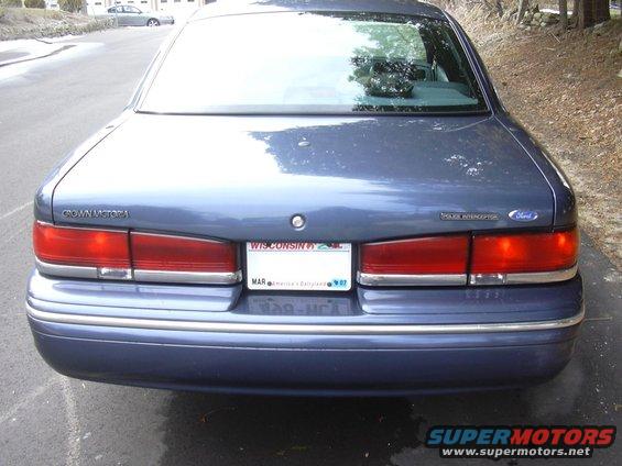 Blue 1996 Ford Crown Victoria rear view with Wisconsin license plate