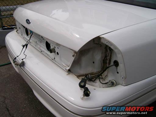 White 1999 Ford Crown Victoria rear with taillights removed