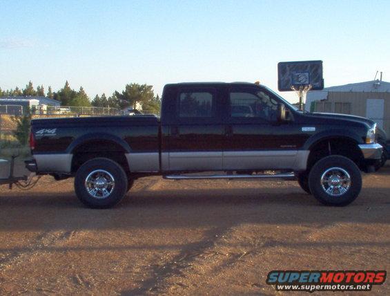 Side view of black and silver pickup truck with 4x4 badge