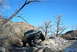 1986 Ford Bronco - Pickup truck navigating a rocky stream bed under a clear blue sky.