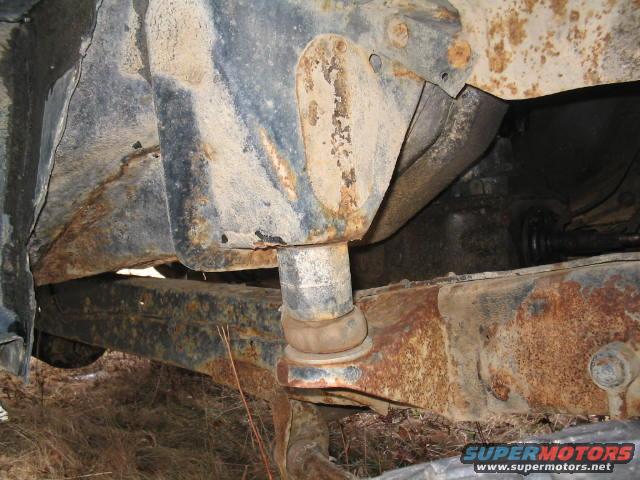 1979 Ford Bronco frame and suspension components with heavy rust