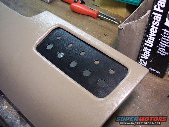 switch-panel-5.jpg Switch panel mounted up and ready to receive toggle switches.  The top row of smaller holes is for the LED indicator lights.