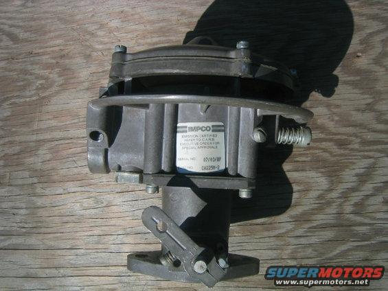 IMPCO carburetor with a label showing serial number CA225B-2 and date 07/03/87