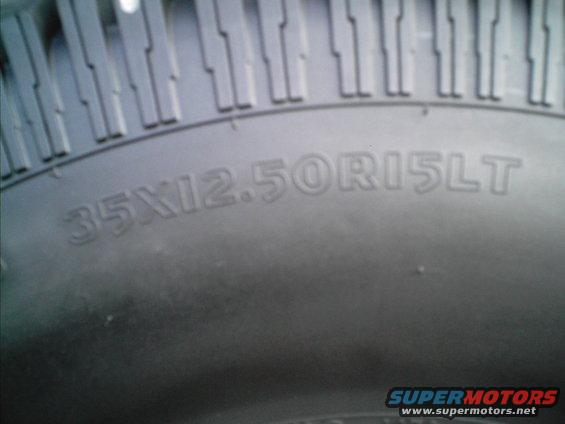 Tire sidewall shows 35X12.50R15LT