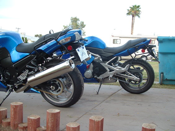Givi PLX series fitment kits on both bikes.  On the ZX-14 is the PLX446, and on the 650R is the PLX445.