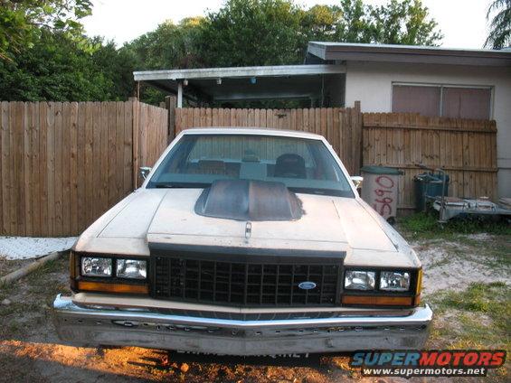 1985 Ford Crown Victoria LTD front view, showing aftermarket hood scoop