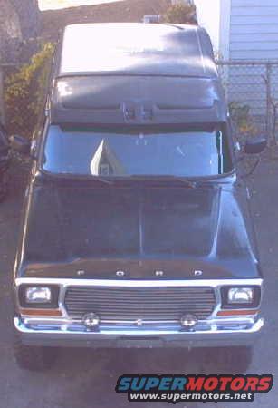 Black 1979 Ford Bronco front view with raised roof