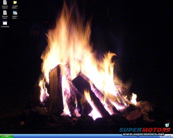 Campfire burning at night with logs and flames