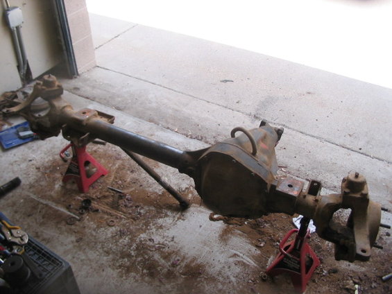 front axle assembly on jack stands