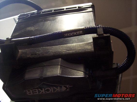 Kicker amplifier with braided power wire connected