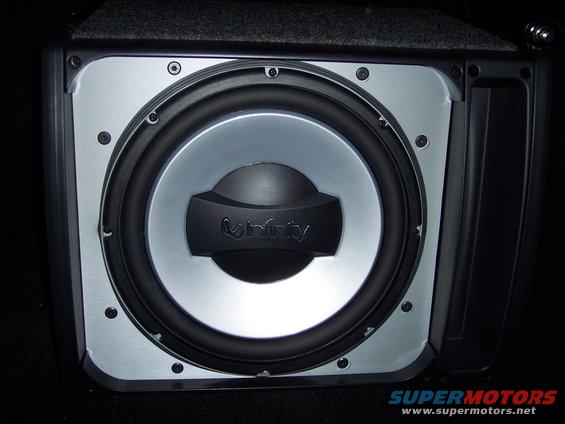 Car subwoofer with Infinity logo on the cone