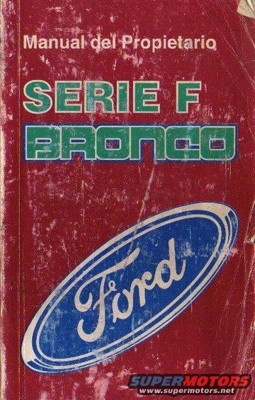 Red Ford owner's manual for Serie F Bronco with Ford logo