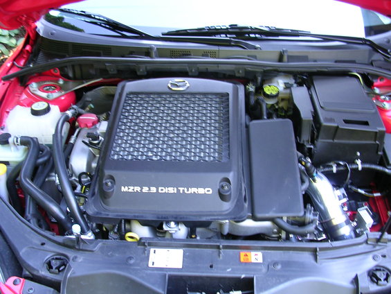 Mazda MZR 2.3 DISI TURBO engine cover with aftermarket intake
