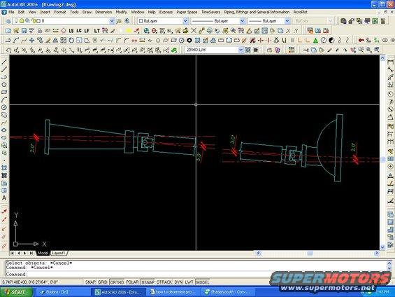 Diagram of car exhaust pipe components with dimensions