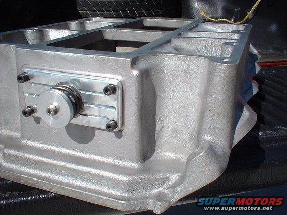 1st blower manifold from Munro.
Had to  broach top of intake runners and fabricate and install pop-off plate.