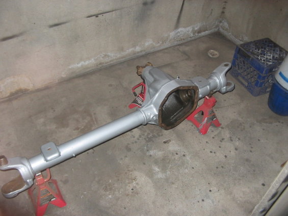 Dana 60 front axle assembly on jack stands
