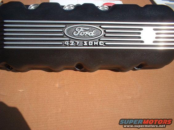 Ford 427 SOHC valve cover with horizontal fins and Ford oval logo