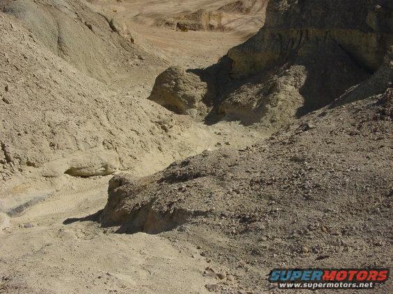 Desert landscape with rocky hills and a dirt path