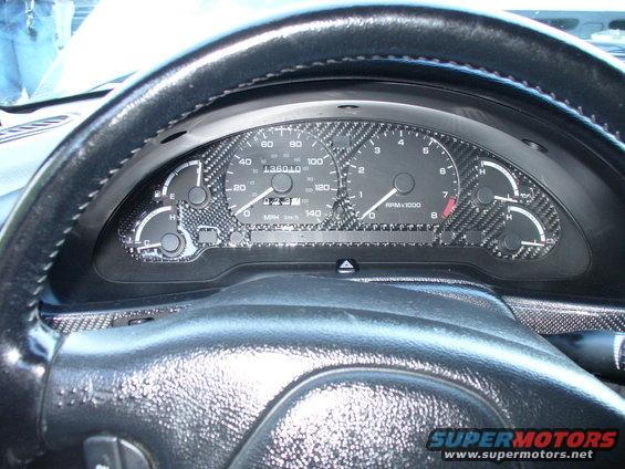 Interior dashboard with carbon fiber trim and gauges