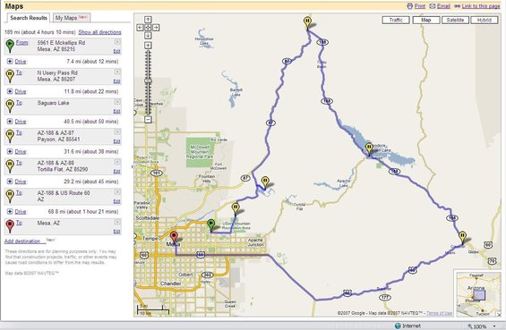 The Dam Lake Tour Route Map
