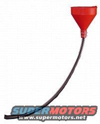 Red funnel with black hose attached. Supermotors.net logo at bottom